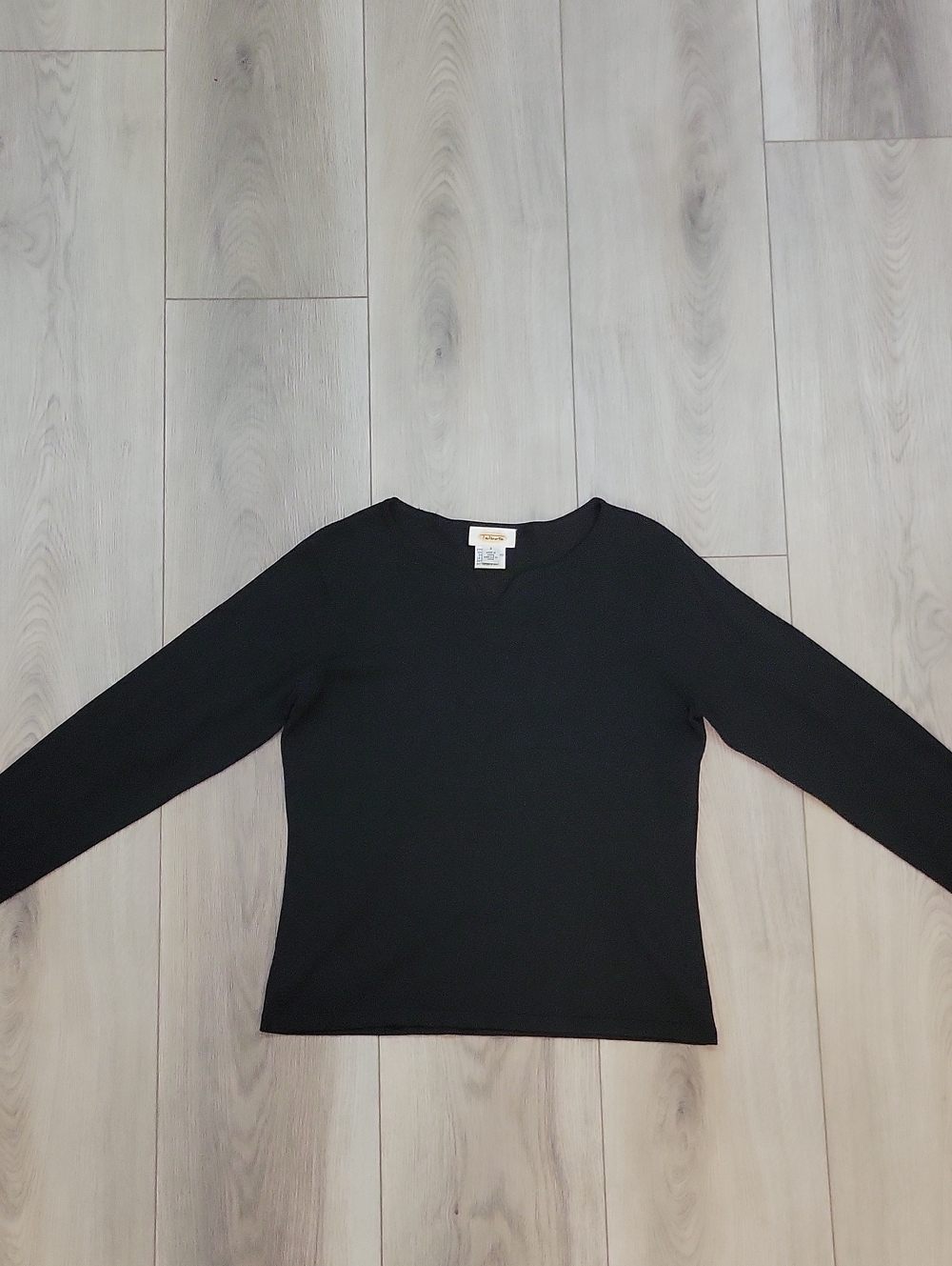 Talbots Black Long-Sleeve Crewneck Tee